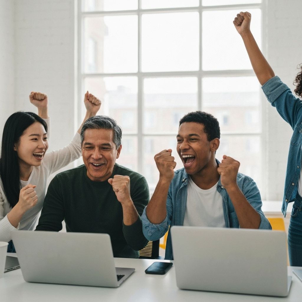 Pessoas celebrando campanhas de sucesso